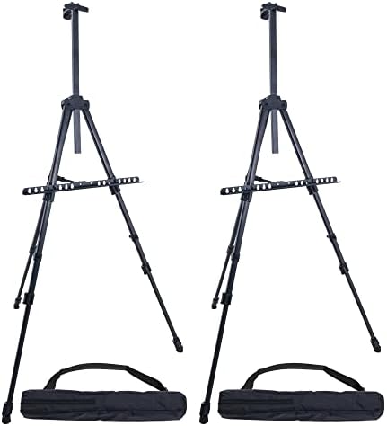 US Art Supply 66 Inch Black Metal Tripod Easel Set of 2