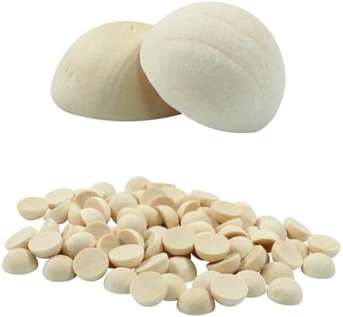Hitefu 200pcs Mini Half Wood Beads for DIY Crafts