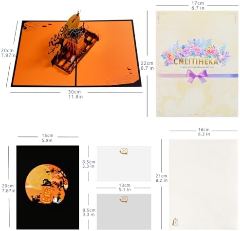 Spook Pumpkin Halloween Pop Up Greeting Cards with Envelope