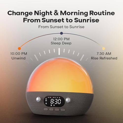 Dekala RestOnn Sunrise Alarm Clock with Sunset Sound and Amber Night Light