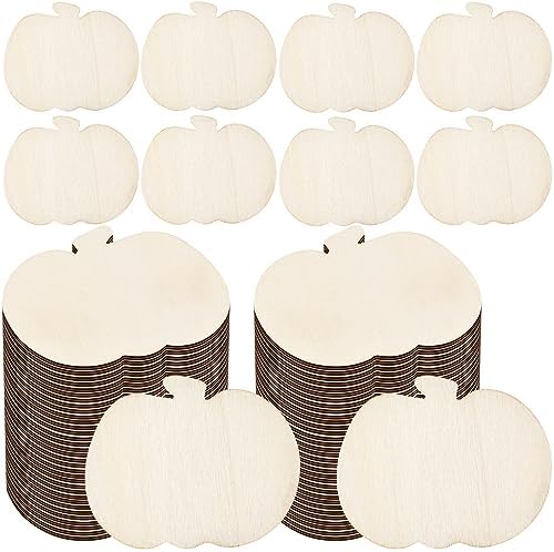 Blulu 24 Pcs Fall Wooden Pumpkin Cutouts for DIY