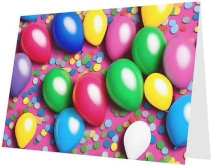 PHAYAH Balloons Confetti Holiday Cards 10 Pack with Gray Envelopes
