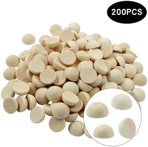 Hitefu 200pcs Mini Half Wood Beads for DIY Crafts