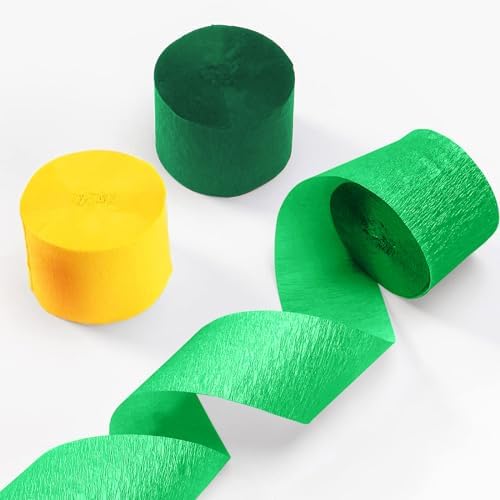ZOOYOO Crepe Paper Streamers 6 Rolls 486ft Green Yellow Decor