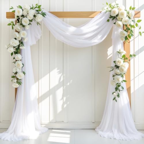 LINXTAR White Wedding Arch Draping Fabric 2 Panels 30 x 6Yard Sheer Chiffon