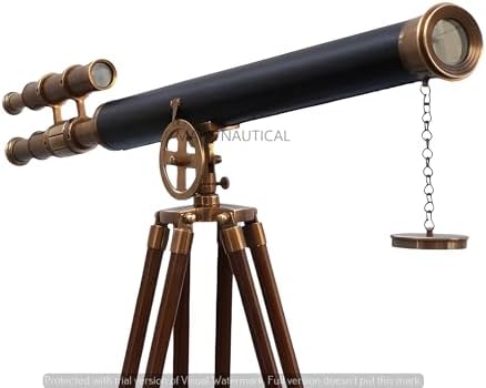 Mary Nautical US Navy Griffith Antique Telescope Adjustable Wooden Stand