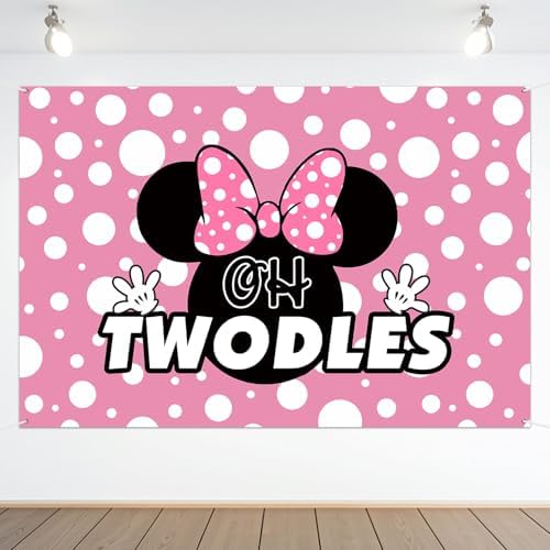 Oh Twodles Pink Cartoon Birthday Backdrop Banner