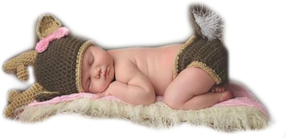 Vomdrok Newborn Christmas Deer Hat Pants Set for Babies