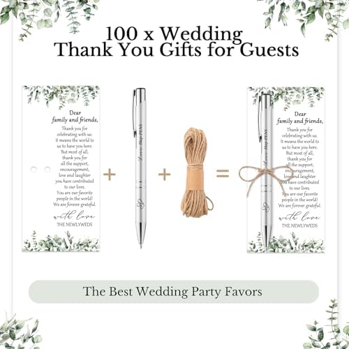 50 Wedding Favors with Pens Cards and Bags