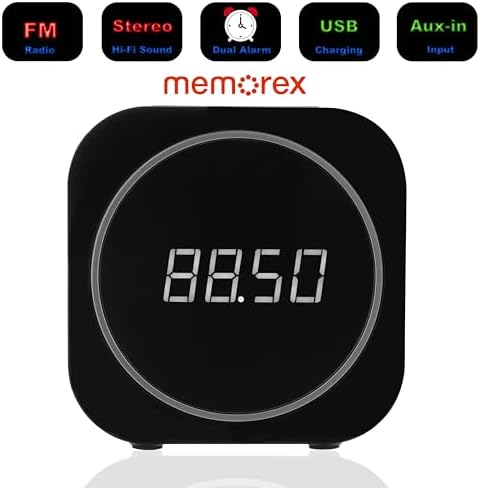Memorex MX-CR140 Dual Alarm Clock Radio with USB Charging