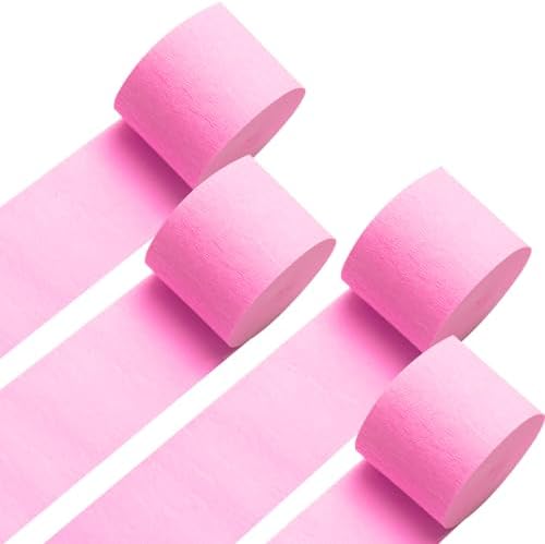 Light Pink Crepe Paper Streamers 4 Rolls 328ft Pack