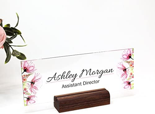 Personalized Desk Name Plate with Cherry Blossom Design