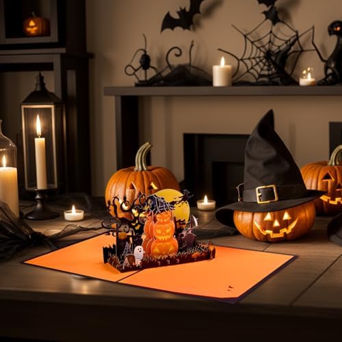 Spook Pumpkin Halloween Pop Up Greeting Cards with Envelope