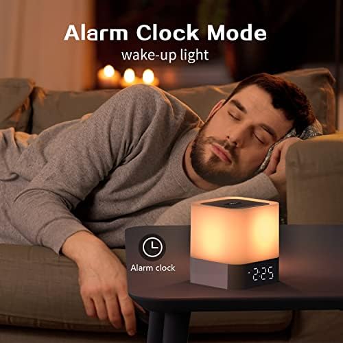 Aisuo 5 in 1 Night Light Bluetooth Speaker with Calendar Alarm Clock