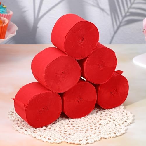 Cobee Crepe Paper Streamers 6 Rolls Red