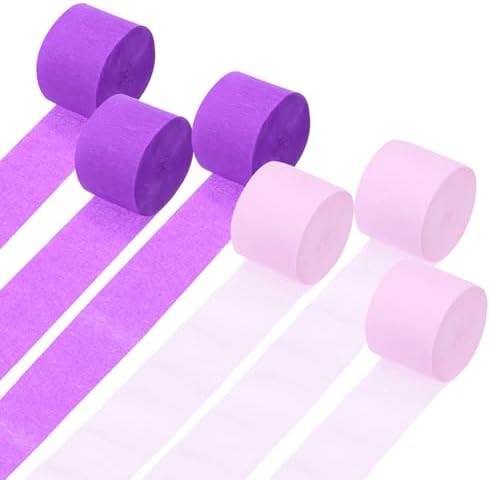 MECCANIXITY Crepe Paper Streamers 6 Rolls 492ft Light Pink Purple