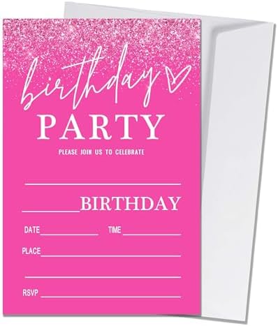 Pink Birthday Party Invitations for Girls