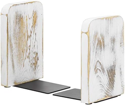MyGift Whitewashed Wood Bookends 1 Pair