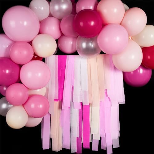 PartyWoo Pink Crepe Paper Streamers 8 Rolls 656ft Pack