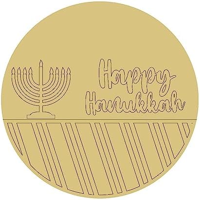 Hanukkah Design Unfinished Wood Door Hanger MDF 1 Art 1