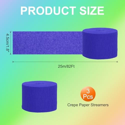 PATIKIL Blue Crepe Paper Streamers 3 Rolls 82 Ft Long