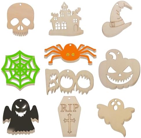 60PCS Unfinished Wooden Cutouts for Kids DIY