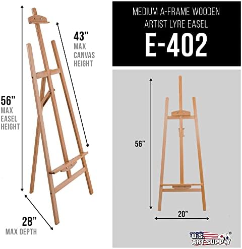 US Art Supply 56 Inch High Medium A-Frame Wood Easel
