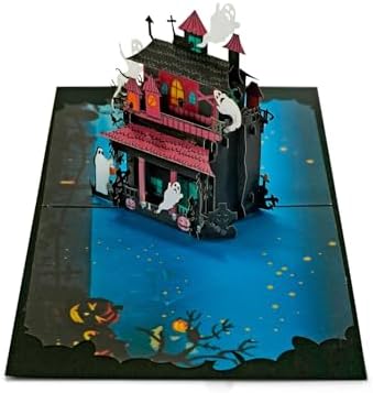 Haunted Mansion 3D Pop-Up Halloween Card 6x6 Inch Spooky Design