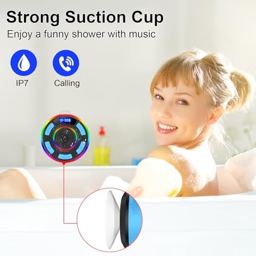 Bluetooth Shower Speaker with IP7 Waterproof and Suction Cup