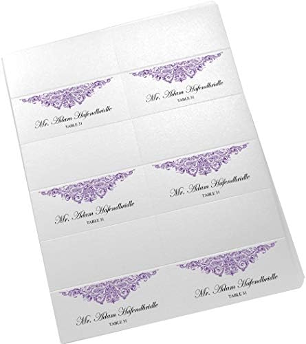 Paisley Place Cards Purple Set of 60 Laser Inkjet Printers