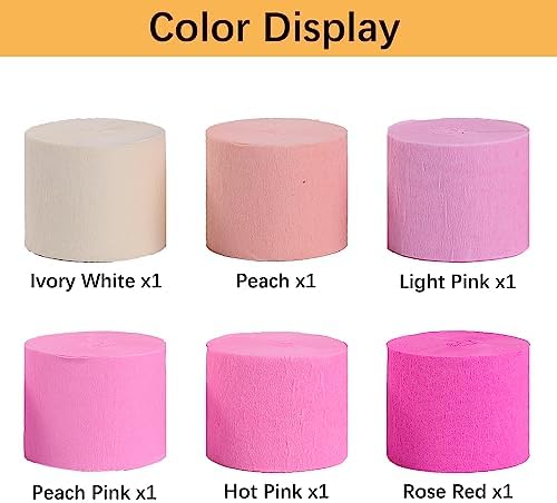 Crepe Paper Streamers 6 Rolls 492ft Pink Party Decor