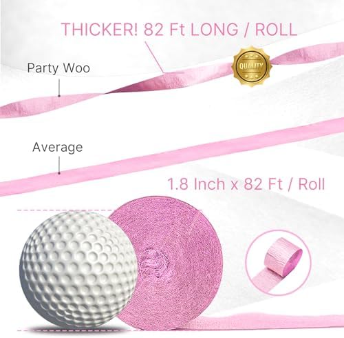 PartyWoo Pink Red Crepe Paper Streamers 6 Rolls 492 Feet