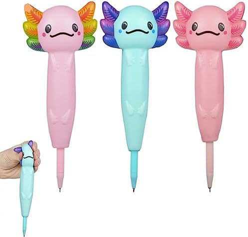 Axolotl Squishy Pens 8 In 3 Pack - Office School Fun
