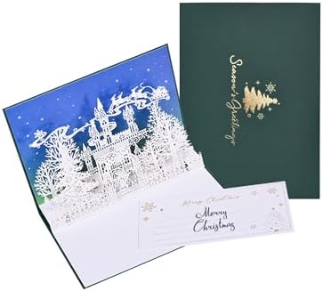 FIAMR 3D Embossed Silver Christmas Castle Card