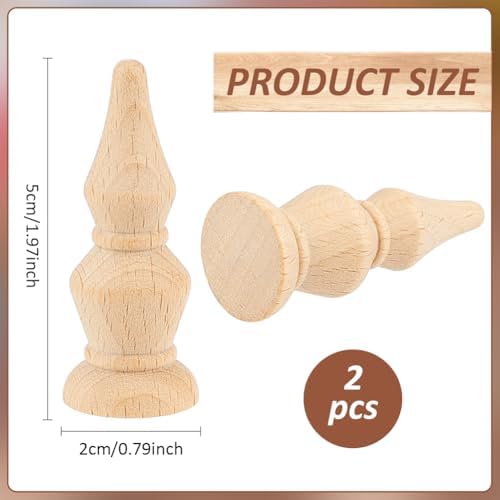 BENECREAT 2Pcs Unfinished Beech Wood Finials