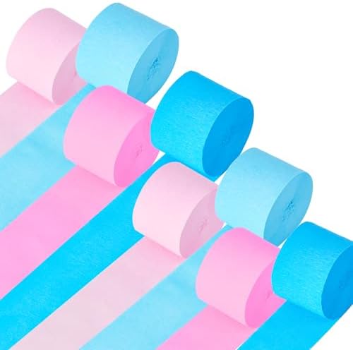 Pink Blue Crepe Streamers 656ft Gender Reveal Decor Kit