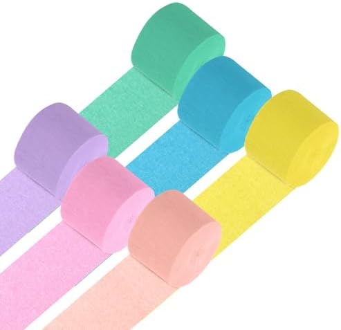PATIKIL Crepe Paper Streamers 6 Rolls Multicolored 72ft