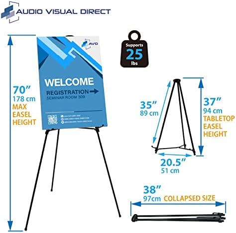 Lightweight Aluminum Telescoping Easel 70 Inches Black