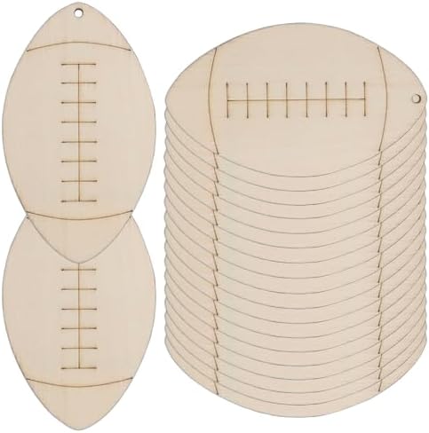 Wooden Football Cutouts for DIY Crafts and Decorations 20pcs