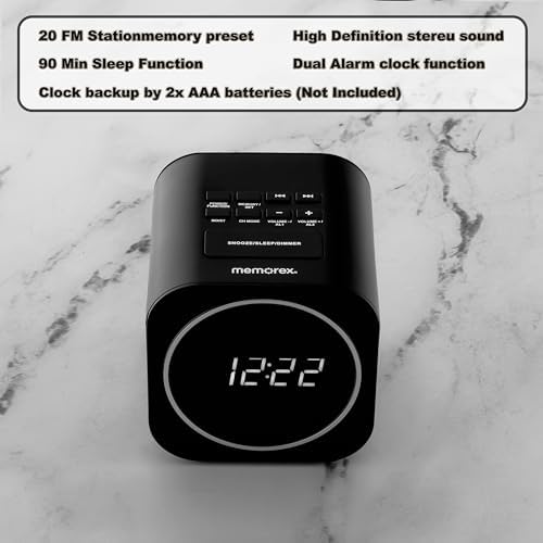 Memorex MX-CR140 Dual Alarm Clock Radio with USB Charging