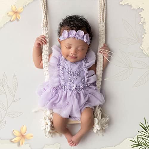 MG House Wooden Swing Baby Photo Prop with Angels and Hearts