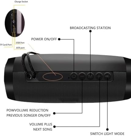Generic Portable Bluetooth Speaker with Lanyard and IPX7 Waterproof Black