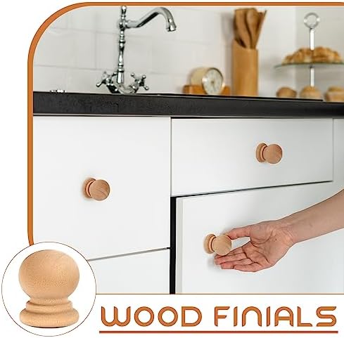 Pinkunn 30 Pcs Wood Finials for Drawer Knobs and Crafts