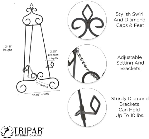 Tripar Decorative Easel Stand Black with Gold Accents