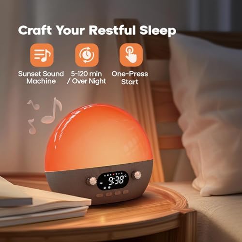 Dekala RestOnn Sunrise Alarm Clock with Sunset Sound and Amber Night Light