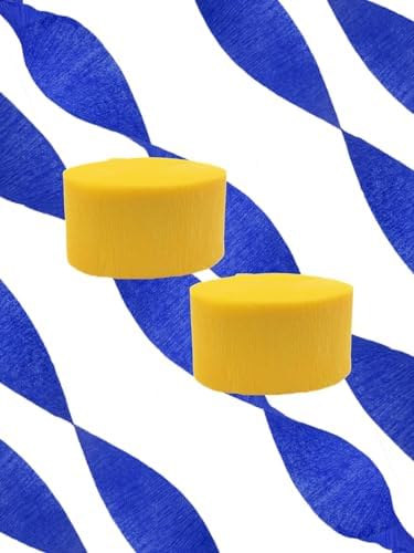 Blue and Gold Yellow Crepe Paper Streamers 4 Rolls