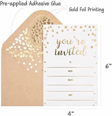 50 Pack Invitations with Gold Foil Youre Invited