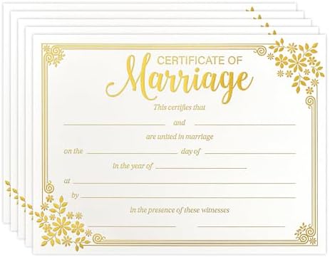 Lesnala 25Pcs Gold Foil Wedding Certificate Blank Paper for Ceremony