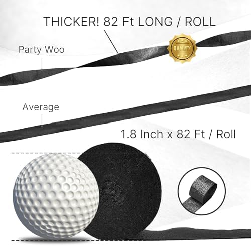 PartyWoo Black Crepe Paper Streamers 10 Rolls 820ft Pack