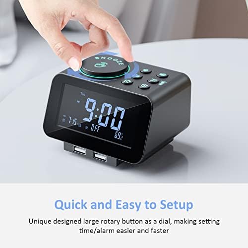 uscce Digital Dual Alarm Clock Radio with Dimmer and Thermometer
